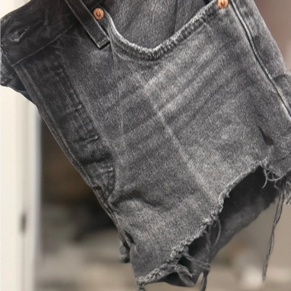 Levi's Washed Black Denim Cutoff Shorts